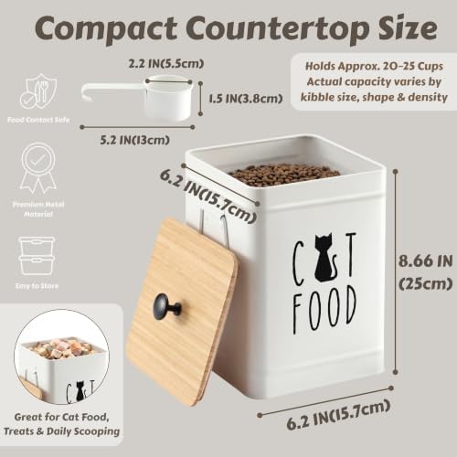 PERFNIQUE Cat Food Storage Container, Airtight Cat Treat Container with Bamboo Lid, Pet Food Storage for Kitchen Countertop, Treat Jars for Pets, Cat Food Container (White, with Spoon) - Image 3