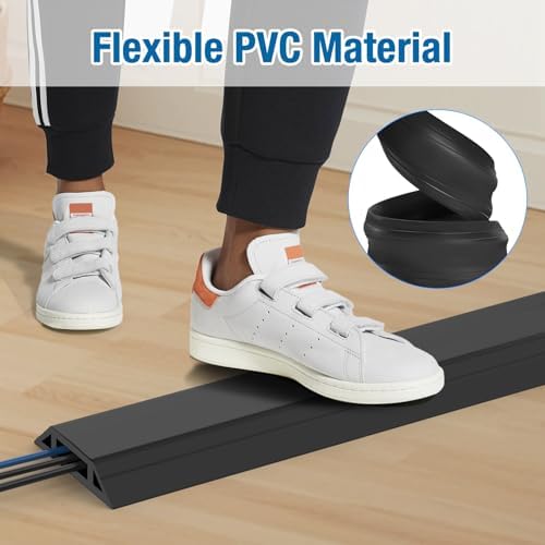 Eapele 6.5 ft Floor Cord Cover Heavy Duty Cable Protector, Easy to Unroll, Prevent Trip Hazard for Home Office or Outdoor Settings (Black) - Image 5