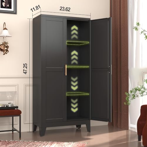 GAIOUS Metal Storage Cabinet, Black Pantry Storage Cabinets with 2 Door - Image 2