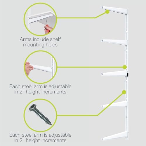 Delta Minimalistic White Shelf Brackets Cycle, Set of 10 Fully Adjustable 12-inch Heavy Duty Shelf Brackets, Holds Up to 800 lbs, Modern Shelf Bracket for Wood Shelves - Image 4