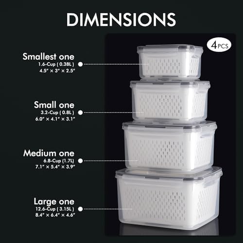 HOTEC 4-Pack Fruit Storage Container for Fridge, Food Storage Containers - Image 2