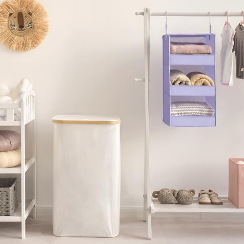 GRANNY SAYS 3-Shelf Hanging Closet Organizer, Foldable Storage, Purple - Image 5