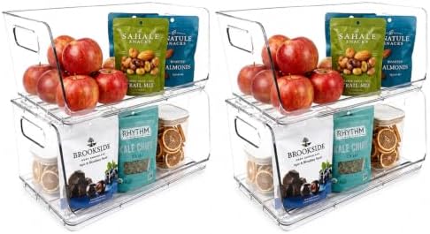 ClearSpace Stackable Storage Bins, Front Pantry Organizer, Small, 4 Pack by ClearSpace