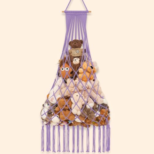 Stuffed animal net Hammock - Large 47'' H, Space-Saving (Purple) by PrimZootyDesign