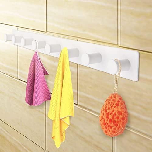 Coat Rack Wall Mount, White Coat Hooks Screw in, Stainless Steel Door Hooks for Hanging Hat Towels Clothes, Hook Rail with 8 Round Hangers (White, 8 Hooks) - Image 3