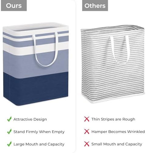 HomeHacks 2-Pack Large Laundry Basket, Waterproof, Freestanding Laundry Hamper, Collapsible Tall Clothes Hamper with Extended Handles for Clothes Toys in the Dorm and Family (Blue, 125L) - Image 3