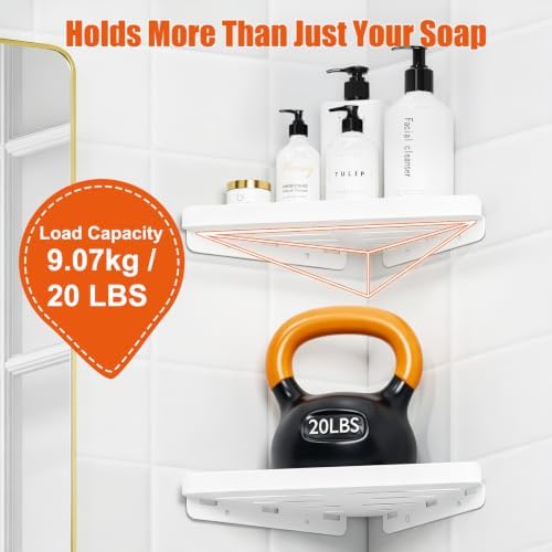 Fikoksol Shower Caddy Storage, Triangle Corner Shelf with Adhesive Hook - Image 3
