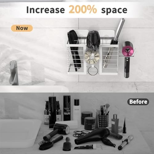 FUNKYLEE 3-in-1 Universal Hair Tool Organizer Wall Mount, White - Image 2