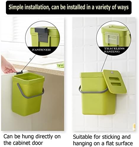 Small Trash Can with Lid Mini Kitchen Hanging Trash Can Tightly Sealed Odor Free, Small Countertop Compost Bin for Scraps from Daily Cooking, Mountable Trash Bin for Kitchen Counter,5L/1.3 Gal - Image 5