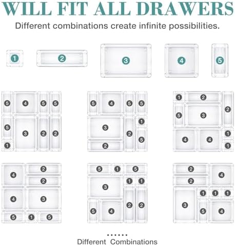 13 PCS Drawer Organizer Set, 5 Size Bathroom and kitchen organizer Trays - Image 4