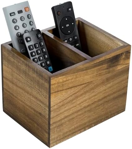 MyGift Premium Acacia Wood Remote Holder, 2 Slot TV Control Caddy by MyGiftHome