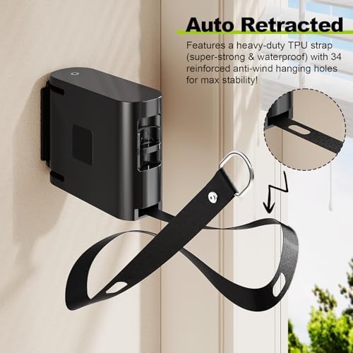 Retractable Clothesline, 13.9 FT TPU Strap, 34 Hanging Holes, Wall Mounted - Image 5