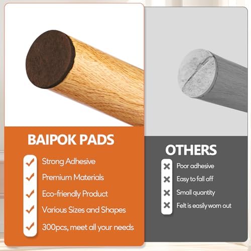 Furniture Pads Felt Pads 300 Pieces Huge Pack Furniture Felt Pads, Brown - Image 2