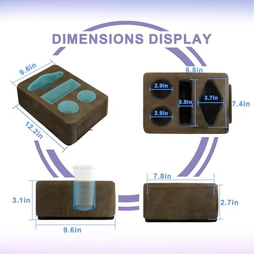 4 Hole Couch Cup Holder Tray, Cup Holder for Bed Suitable for Cup Holders on Sofas, beds, Camping, RVs, Cars, and Beaches.Brown - Image 2