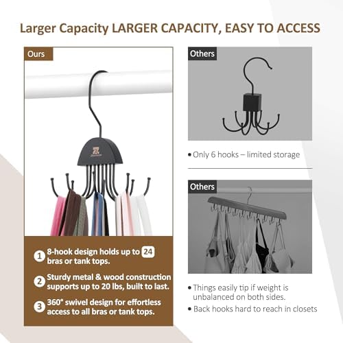 ZEDODIER 2 Pack Tank Top Hanger, Bra Organizer for Closet, Holds 48 Bras - Image 3