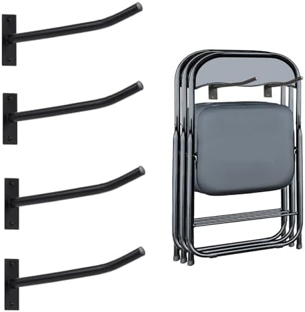 Wall Mount Folding Chair Storage Rack,Folding Chair Rack, Space-Saving Wall Organizer for Garage, Basement, Home, Office & Event Use (Black -2 Pack) by Unknown