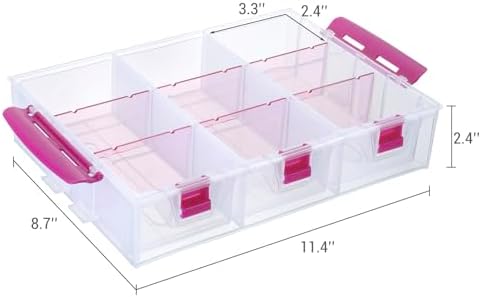 MyGift Stackable Single Tray Add-On for 11-Inch Clear Arts & Crafts Container, 9-Compartment Sewing Supplies Organizer with Removable Dividers for Craft Storage, Includes 3 Drawers - Image 6