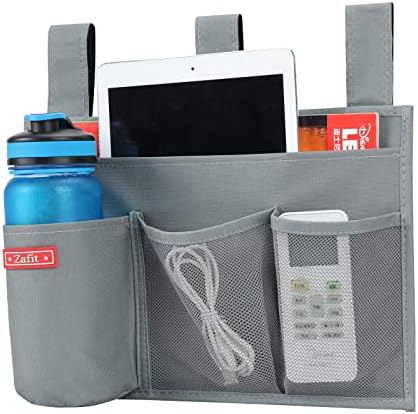 Zafit Hanging Bedside Caddy, Bedside Storage Organizer for Magazine, Phone, Remote control (4 Pockets-Grey) by ZAFIT