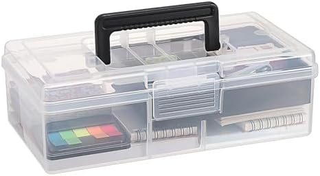JUXYES Clear Art Craft Supply Storage Bin Sewing Box With Handle Lid by JUXYES