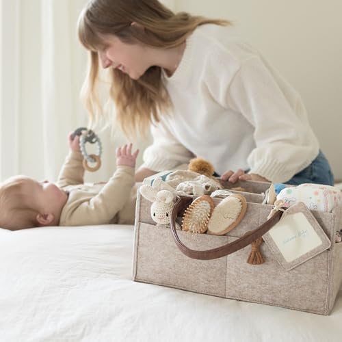 Lily Miles Baby Diaper Caddy Organizer, Nursery Storage Basket for Newborn Essentials, Neutral Gift for Baby Shower, Registry Must-Have, Car Organizer for Diapers and Wipes - Sand, Large - Image 6