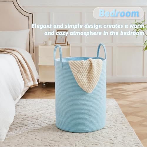 Laundry Basket,Woven Cotton Rope Laundry Hamper,40L for Decor Storage of Dirty Clothes,Toys and Blankets in Bathroom,Baby Room and Living Room - Image 3