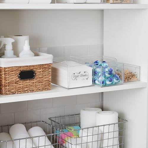 TOPZEA Dryer Sheet Holder, Clear Acrylic Laundry Organizer, 2 in 1 Dryer Sheet & Pods Container Dispenser with Label & Drawer, Storage Box for Laundry Room Organization, Dishwasher Pod, Clothespins - Image 5