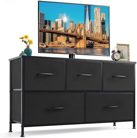 5-Drawer Dresser for Bedroom, Anti-Tip Wide Storage Organizer Fabric by SageNest
