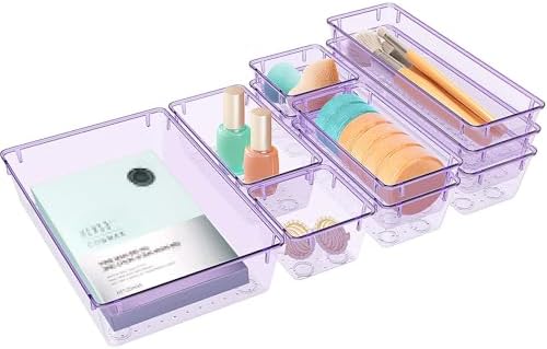 10 PCS Drawer Organizer Set, 5 Size Bathroom and kitchen organizer Trays by StorMiracle