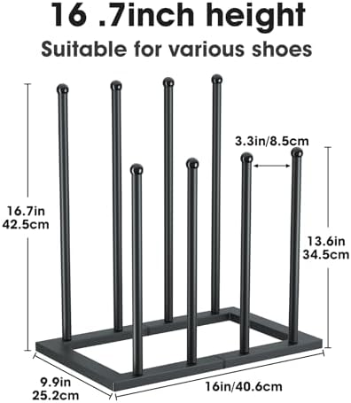 Urban Deco Free Standing Shoe Racks, Boot Organizer for Tall Boots, Black Metal Boot Rack Fit for 4 Pairs, Shoe Organizer for Dorm Room, Entryway (Black-4 pairs) - Image 5