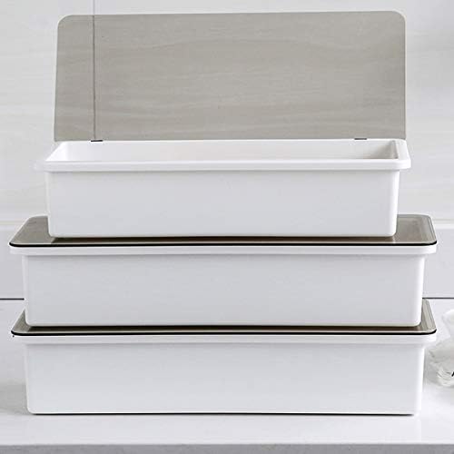 Large Flatware Tray Kitchen Drawer Organizer With Lid And Drainer - Plastic Kitchen Cutlery Tray and Utensil Storage Container with Cover - Dinnerware Holder White - Image 6