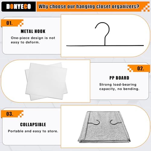 Hanging Closet Organizer 6-Shelf, Oxford Linen Wardrobe Storage, Gray - Image 6