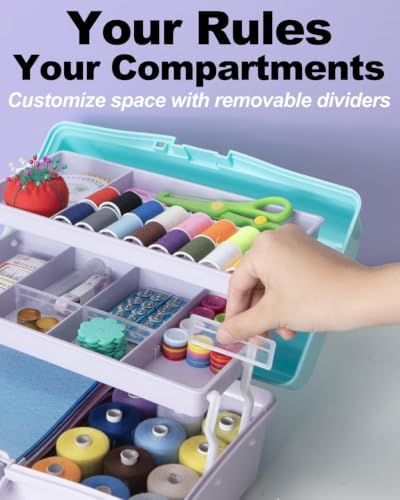 TERGOO 13in Lager Plastic Craft Organizer and Storage 3-Layer Tackle Box - Image 4