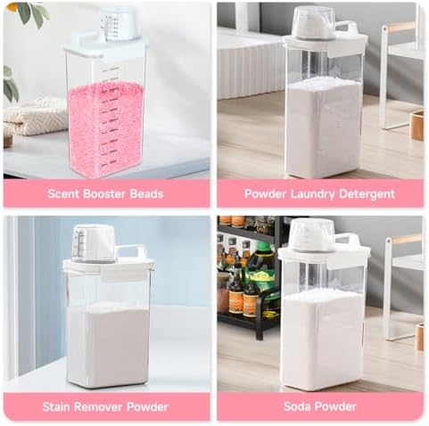 Tokokimo 2 Packs Laundry Detergent Dispenser, Laundry Power Container,Laundry Scent Booster Beads Dispenser for Washing Powder, Soda Powder, Grain - Image 6