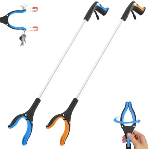 Heavy Duty Long Grabber Reacher Tool 43 Inch One Piece 2 Pack by REWKCY