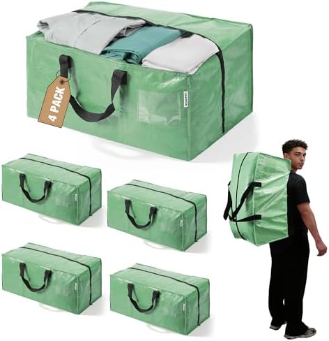 WORKPRO 4 Pack Extra Large Moving Bags with Backpack Straps & Handles by WORKPRO