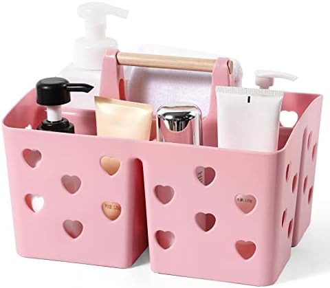 Portable Shower Caddy Plastic Shower Basket Organizer with Handle, Pink by Anyoifax