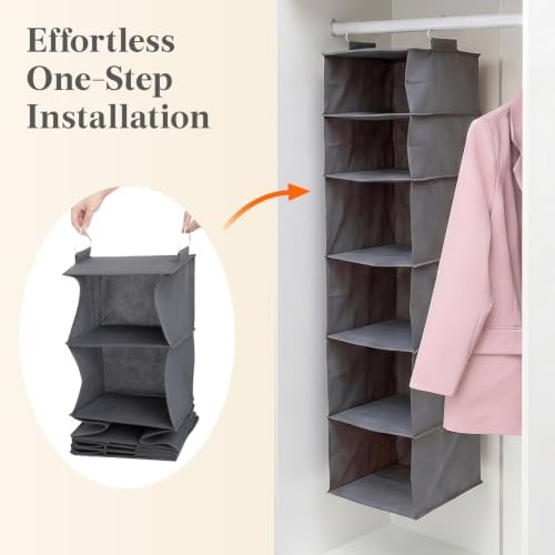Lifewit 6 Tier Hanging Closet Storage Organizer for Shelves, Gray, 2 Pack - Image 6