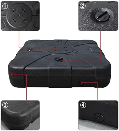 EliteShade USA 33" x 33" Offset Patio Umbrella Base Sand/Water Filled Square Umbrella Stand,Black - Image 4