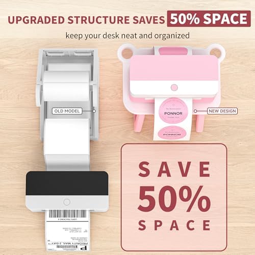 PONNOR Label Holder for Rolls and Fanfold Labels, Thermal Sticker Holder for Desktop Printer, Fragile Stickers for Shipping, Label Stand Accessory Supplies for Home, DIY, Office, Small Business(Pink) - Image 2