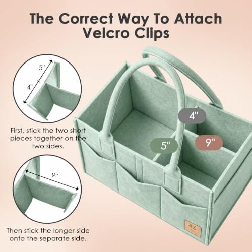 HIPHOP PANDA 2-Pack Diaper Caddy Organizer - Nursery Storage Bin & Car Organizer for Diapers, Wipes, and Baby Essentials - Dual-Color Solid Set (Grey/Green), Regular Size - Image 4