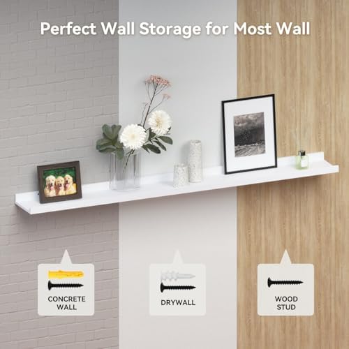 Boswillon Floating Shelves Set of 2, Long Wall Shelf with Lip, 48in, White - Image 5