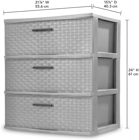 Sterilite Wide 3-Drawer Weave Storage Unit for Bedroom and Dresser, 4-Pack - Image 3