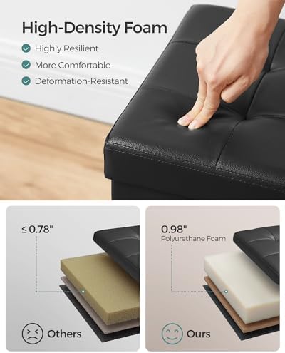 SONGMICS 30 Inches Folding Storage Ottoman Bench with Flipping Lid - Image 5