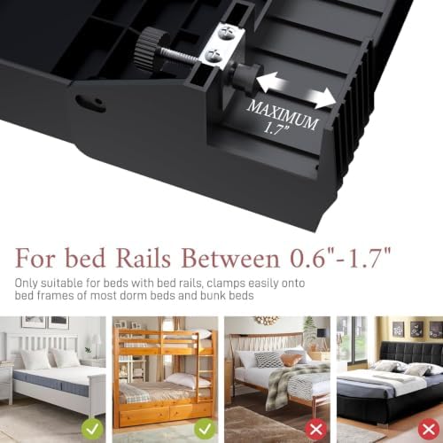 COLMO Folding Bedside Shelf with Cupholder, Clip-On Bedside Table, Black - Image 5