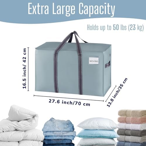 VENO 8 Pack Heavy Duty Moving Bags, Extra Large Storage Bags with Reinforced Handles & Strong Zippers, Foldable & Reusable Moving Box Alternative for Clothes & Dorm Storage - Image 2