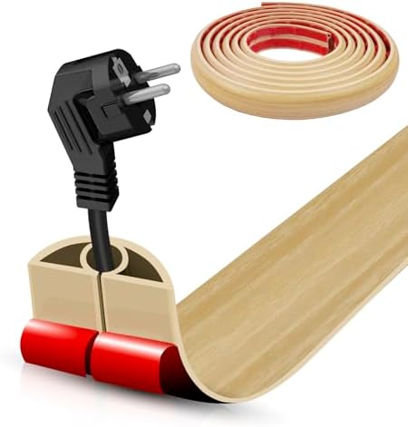 Floor Cord Cover Self Adhesive Cord Hider,10FT Cable Management, Extension Strip Protector for Wires, Prevent Cable Trips for Offices, Gyms, Exhibitions Cavity:0.3"(W) x0.28(H) WoodLightyellow by DBHXXMB-HH