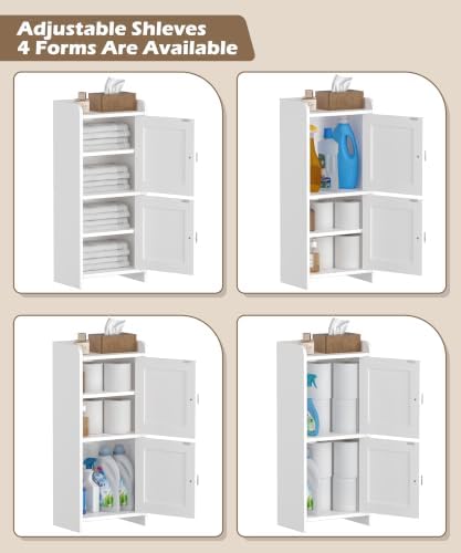 Akxomel Small Bathroom Cabinet Narrow Toilet Paper Organizer White - Image 6