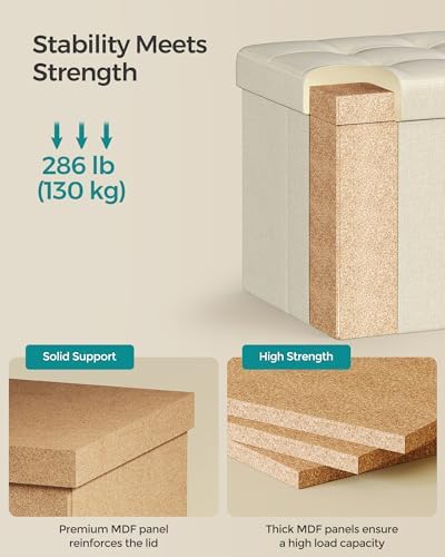 SONGMICS Small Folding Storage Ottoman, 11.8 x 11.8 x 11.8 in - Image 4