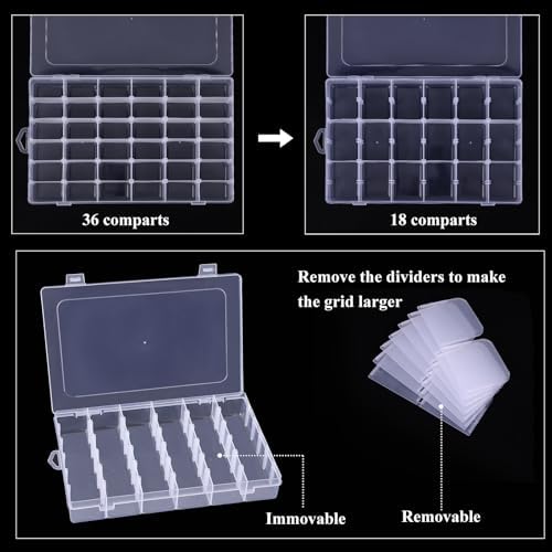 Bead Organizer Storage 8 Pack 36 Grid Jewelry Tackle Craft Box Adjustable - Image 4