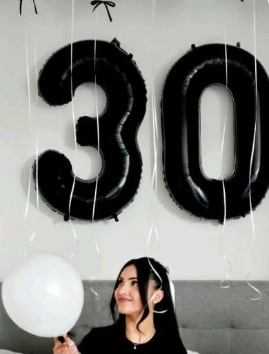 Black Foil Number 8 Balloon 40 Inch, Helium Mylar Eight Numbers 8 18 28 38 48 58 80 88 Birthday Balloons, 8th Black Women Men Anniversary Graduations Party Supplies